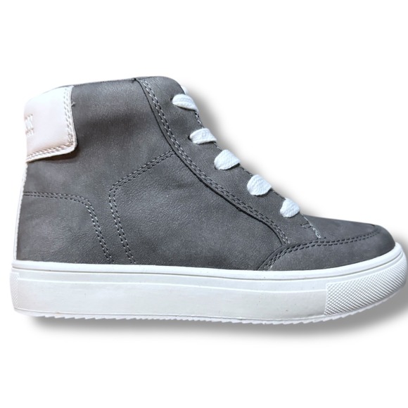 NIB Reaction Kenneth Cole Aaron Dutton High Top Sneakers Side Zip Gray Kids Sz 1 - Picture 1 of 10